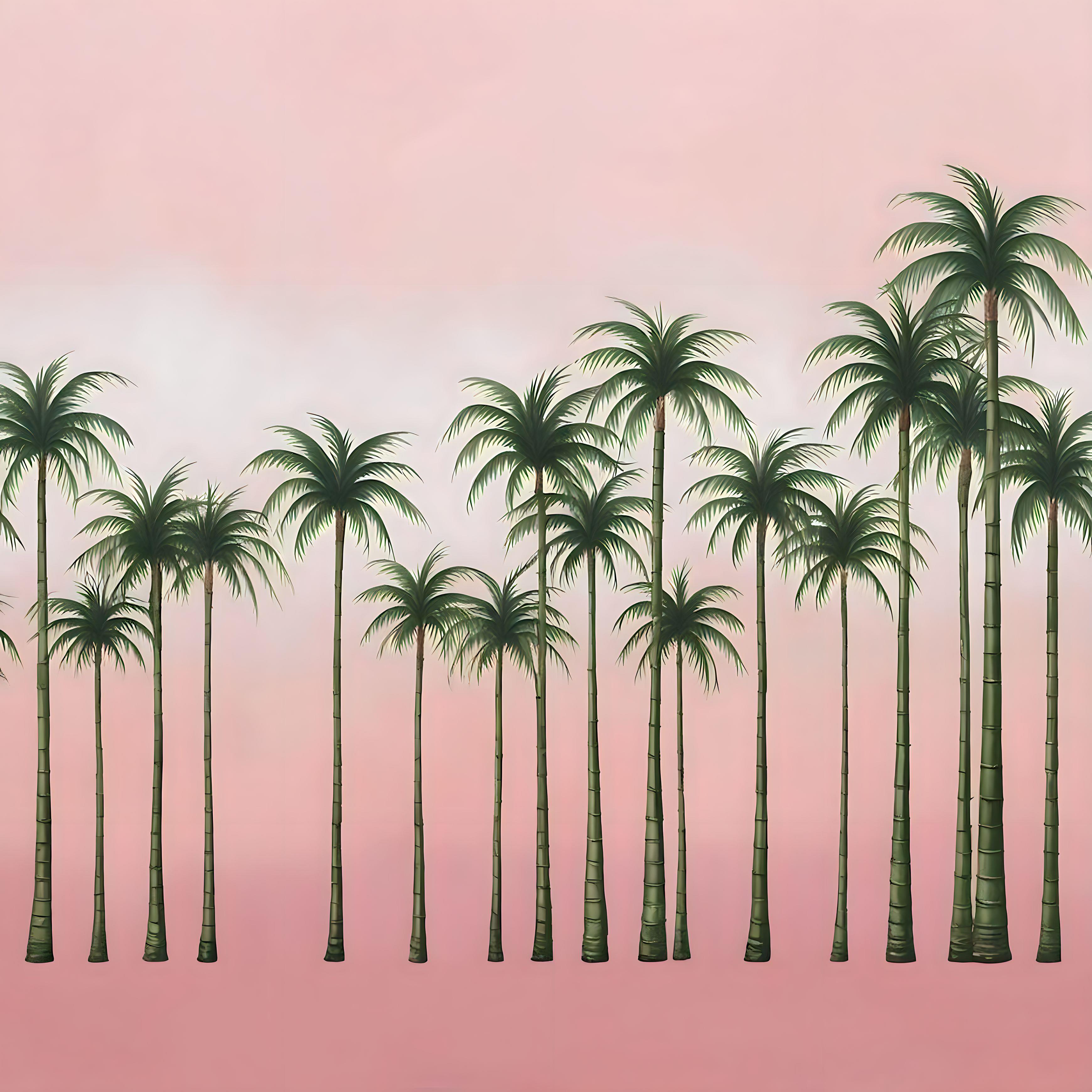 Illustrated pink palm trees